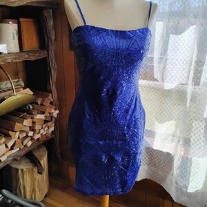 Elegant Blue Sequin Dress